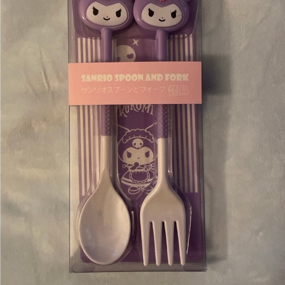Sanrio Kuromi Spoon and Fork Set - Purple and White